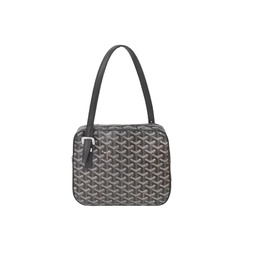 GOYARD Yona Shoulder Bag Black Leather Coated Canvas